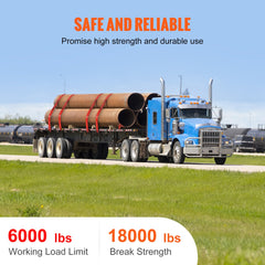 VEVOR Winch Straps, 10.2 cm x 9.1 m, 2.7T Load Capacity, 8.2T Breaking Strength, Truck Straps with Flat Hook, Flatbed Tie Downs Cargo Control for Trailers, Farms, Rescues, Tree Saver, Red (10 Pack)