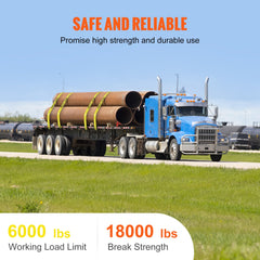 VEVOR Winch Straps, 10.2 cm x 12.2 m, 2.7T Load Capacity, 8.2T Break Strength, Truck Straps with Flat Hook, Flatbed Tie Downs Cargo Control for Trailers, Farms, Rescues, Tree Saver, Yellow (10 Pack)