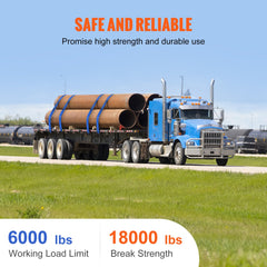 VEVOR Winch Straps, 10.2 cm x 9.1 m, 2.7T Load Capacity, 8.2T Breaking Strength, Truck Straps with Flat Hook, Flatbed Tie Downs Cargo Control for Trailers, Farms, Rescues, Tree Saver, Blue (10 Pack)