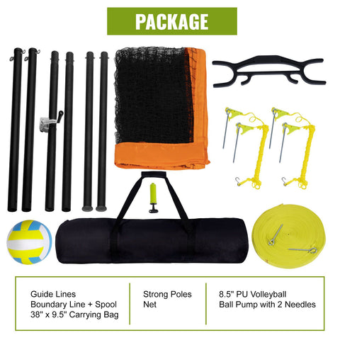 Outdoor Portable Volleyball Net System, Adjustable Height Aluminum Poles, Professional Volleyball Set with PVC Volleyball, Pump, Carrying Bag, Heavy Duty Volleyball Net for Backyard, Beach, Lawn