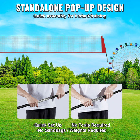 Freestanding Volleyball Training Net for Indoor or Outdoor Use, Adjustable Height Portable Net System with Carrying Bag, Professional Volleyball Practice Trainer for Hitting or Serving Drills