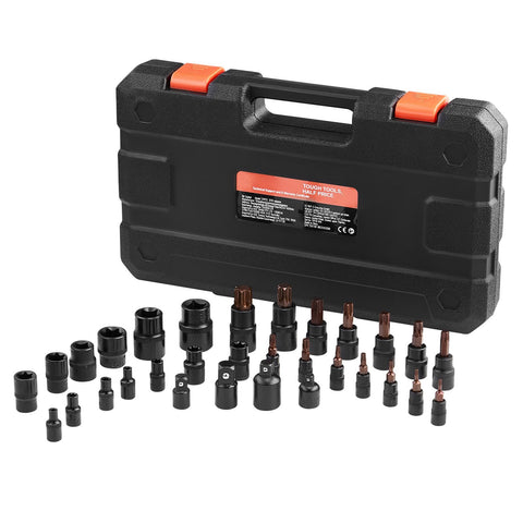 Torx Bit Socket and External Torx Socket Set 31-Piece T8-T70 and E4-E24 Steel