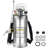 2Gal Stainless Steel Sprayer, Set with 20"" Wand& Handle& 3FT Reinforced Hose, Hand Pump Sprayer with Pressure Gauge&Safety Valve, Adjustable Nozzle Suitable for Gardening and Sanitizing