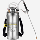 2Gal Stainless Steel Sprayer, Set with 20"" Wand& Handle& 3FT Reinforced Hose, Hand Pump Sprayer with Pressure Gauge&Safety Valve, Adjustable Nozzle Suitable for Gardening and Sanitizing