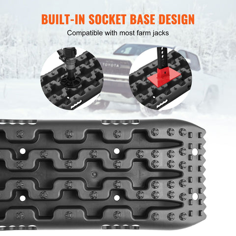 2PCS Traction Boards with PP for Mud Snow Sand Storage Bag Short Black