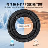 6AN Fuel Line Kit, 7.62 m Fuel Hose Kit, Nylon Stainless Steel Braided PTFE Fuel Line Kit, E85/Oil/Gas/Diesel Hose End Fitting Kit, with 15 PCS Swivel Fitting Adapter Kit, Black
