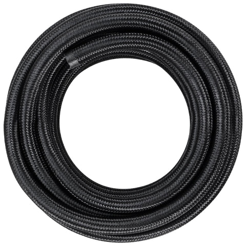 6AN Fuel Line Kit, 7.62 m Fuel Hose Kit, Nylon Stainless Steel Braided PTFE Fuel Line Kit, E85/Oil/Gas/Diesel Hose End Fitting Kit, with 15 PCS Swivel Fitting Adapter Kit, Black