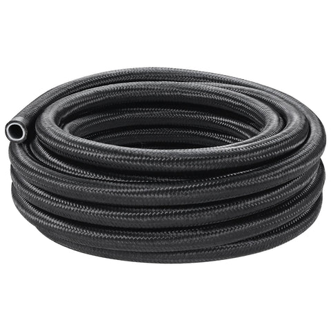6AN Fuel Line Kit, 7.62 m Fuel Hose Kit, Nylon Stainless Steel Braided PTFE Fuel Line Kit, E85/Oil/Gas/Diesel Hose End Fitting Kit, with 15 PCS Swivel Fitting Adapter Kit, Black
