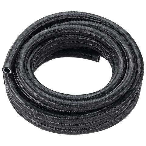 6AN Fuel Line Kit, 7.62 m Fuel Hose Kit, Nylon Stainless Steel Braided PTFE Fuel Line Kit, E85/Oil/Gas/Diesel Hose End Fitting Kit, with 15 PCS Swivel Fitting Adapter Kit, Black