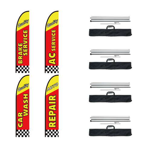 Auto Repair Advertising Feather Flag Kit Swooper Flags and Poles 16.3 FT