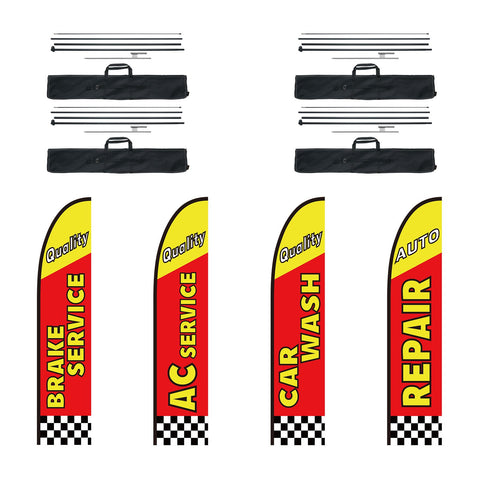 Auto Repair Advertising Feather Flag Kit Swooper Flags and Poles 16.3 FT