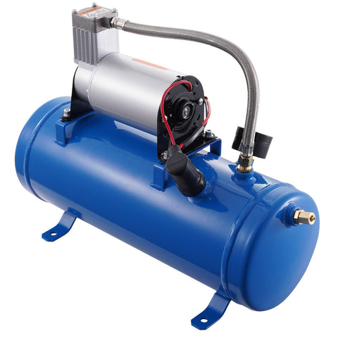 12V Air Compressor with Tank 1.6 Gallon/6 L, Train Horn Air Compressor, 120 psi Working Pressure Onboard Air Compressor System for Train Air Horns, Inflating Tires, Air Mattresses