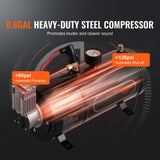 Train Horns Kit, 4 Trumpet Air Horn Kit, 150dB Train Horns for Pickup Trucks, 12V 120 psi Air Compressor 0.8 Gal/3 L Tank with Gauge for Any 12V Vehicle Car Truck Train Van Boat