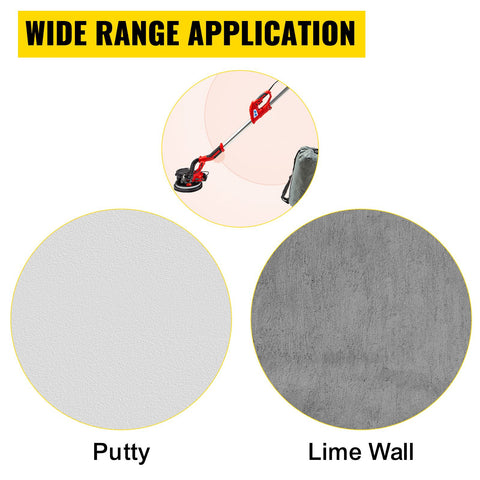 Drywall Sander 750W, Electric Drywall Sander, Foldable Sheetrock Sander, with Telescope Handle, Electric Sander, Variable Speed 800-1750 RPM, Wall Sander, with LED Strip Light and Vacuum Bag