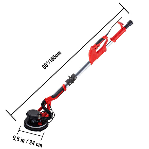 Drywall Sander 750W, Electric Drywall Sander, Foldable Sheetrock Sander, with Telescope Handle, Electric Sander, Variable Speed 800-1750 RPM, Wall Sander, with LED Strip Light and Vacuum Bag