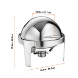 Roll Top Chafing Dish Buffet Set, 5.5L 2 Pack, Stainless Steel Chafer with 2 Full Size Pans, Round Catering Warmer Server with Lid Water Pan Stand Fuel Holder, for at Least 5 People Each
