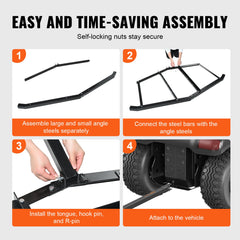 VEVOR Driveway Drag, 76.57" Width Tow Behind Drag Harrow, Q235 Steel Driveway Grader with Adjustable Bars, Support up to 50 lbs, Driveway Tractor Harrow for ATVs, UTVs, Garden Lawn Tractors