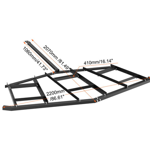 Driveway Drag, 84" Width Tow Behind Drag Harrow, Q235 Steel Driveway Grader with Adjustable Bars, Support up to 50 lbs, Driveway Tractor Harrow for ATVs, UTVs, Garden Lawn Tractors