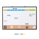 36"x 24" Monthly Calendar Whiteboard & Cork Board Combo with Aluminum Frame – 2-in-1 Magnetic Dry Erase Bulletin Board for Wall Mount – Ideal for School, Home, Office