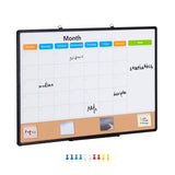 36"x 24" Monthly Calendar Whiteboard & Cork Board Combo with Aluminum Frame – 2-in-1 Magnetic Dry Erase Bulletin Board for Wall Mount – Ideal for School, Home, Office