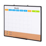 36"x 24" Monthly Calendar Whiteboard & Cork Board Combo with Aluminum Frame – 2-in-1 Magnetic Dry Erase Bulletin Board for Wall Mount – Ideal for School, Home, Office
