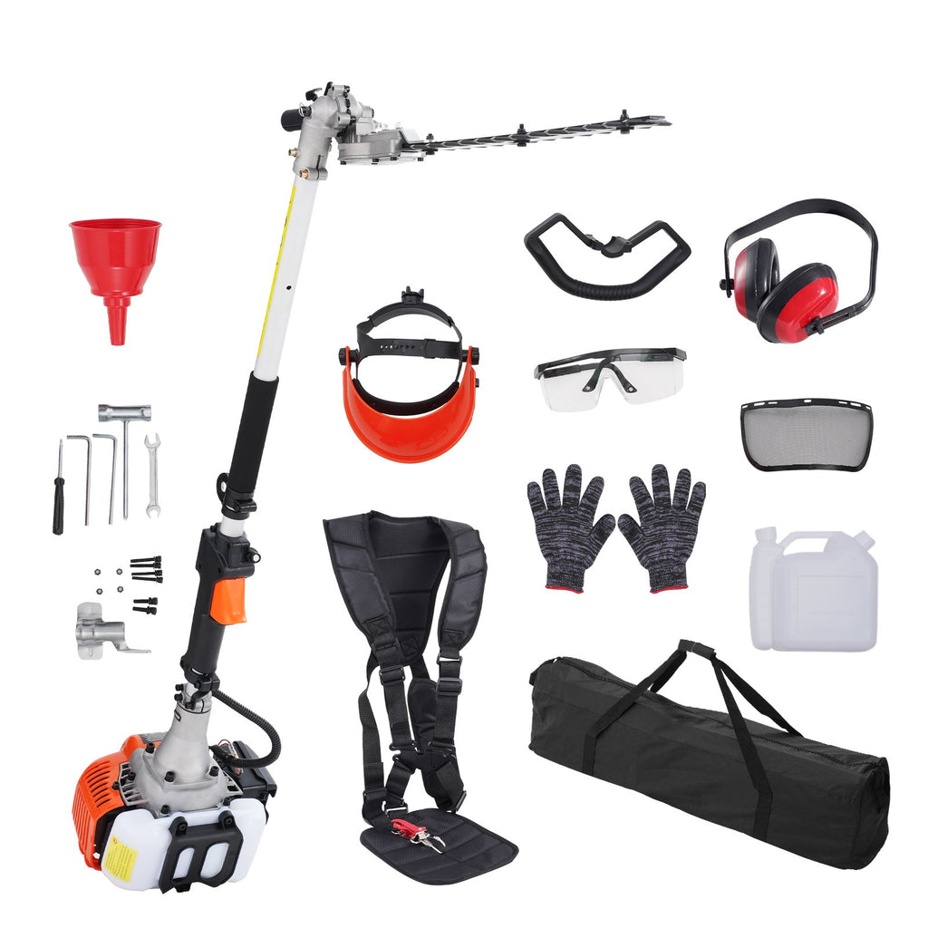 15.7-inch 26CC 2 Cycle Gas Hedge Trimmer, Gas Powered Pole Hedge Trimmer with Dual Sided Dual Action Blade, Adjustable Trimmer Head, Suitable for Trimming Shrubs, Bushes