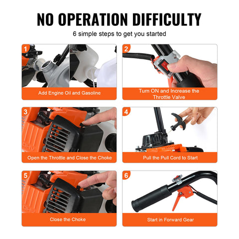 Tiller Cultivator Gas Powered, 31CC 4-Stroke Garden Cultivator, Tiller with 4 Steel Adjustable Front Tines for Lawn, Garden and Field Soil Cultivation