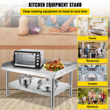 Stainless Steel Equipment Grill Stand, 122 x 76 x 61cm Stainless Table, Grill Stand Table with Adjustable Storage Undershelf, Equipment Stand Grill Table for Hotel, Home, Restaurant Kitchen