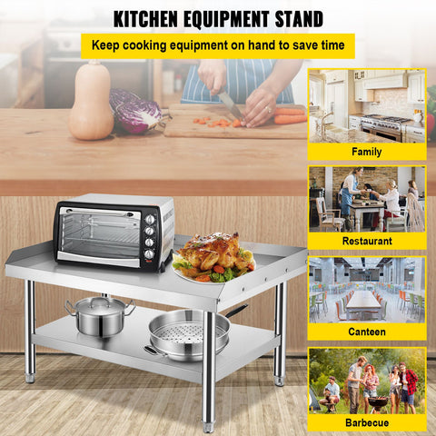 Stainless Steel Equipment Grill Stand, 122 x 76 x 61cm Stainless Table, Grill Stand Table with Adjustable Storage Undershelf, Equipment Stand Grill Table for Hotel, Home, Restaurant Kitchen