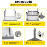 Stainless Steel Equipment Grill Stand, 122 x 76 x 61cm Stainless Table, Grill Stand Table with Adjustable Storage Undershelf, Equipment Stand Grill Table for Hotel, Home, Restaurant Kitchen
