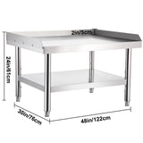 Stainless Steel Equipment Grill Stand, 122 x 76 x 61cm Stainless Table, Grill Stand Table with Adjustable Storage Undershelf, Equipment Stand Grill Table for Hotel, Home, Restaurant Kitchen