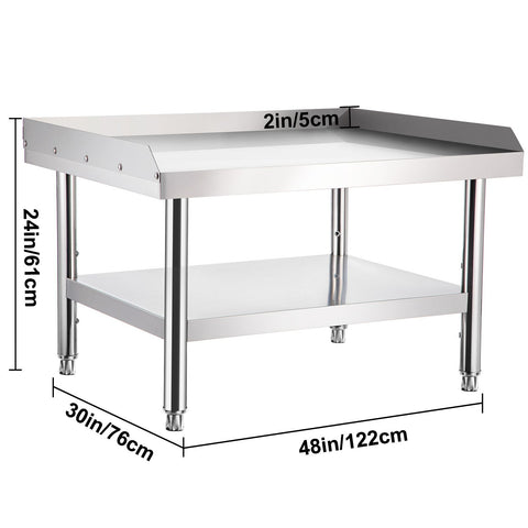 Stainless Steel Equipment Grill Stand, 122 x 76 x 61cm Stainless Table, Grill Stand Table with Adjustable Storage Undershelf, Equipment Stand Grill Table for Hotel, Home, Restaurant Kitchen