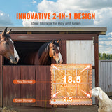 Goat Hay Feeder, 21 Gallons Large Capacity, 2 in 1 Hay and Grain Feeder, Wall Mounted Livestock Feeder with Feed Tray, Multiple Sided Goat Hay Rack, Sturdy Steel Hay Rack for Sheep Horses