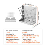 Goat Hay Feeder, 21 Gallons Large Capacity, 2 in 1 Hay and Grain Feeder, Wall Mounted Livestock Feeder with Feed Tray, Multiple Sided Goat Hay Rack, Sturdy Steel Hay Rack for Sheep Horses