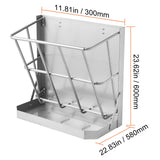 Goat Hay Feeder, 21 Gallons Large Capacity, 2 in 1 Hay and Grain Feeder, Wall Mounted Livestock Feeder with Feed Tray, Multiple Sided Goat Hay Rack, Sturdy Steel Hay Rack for Sheep Horses