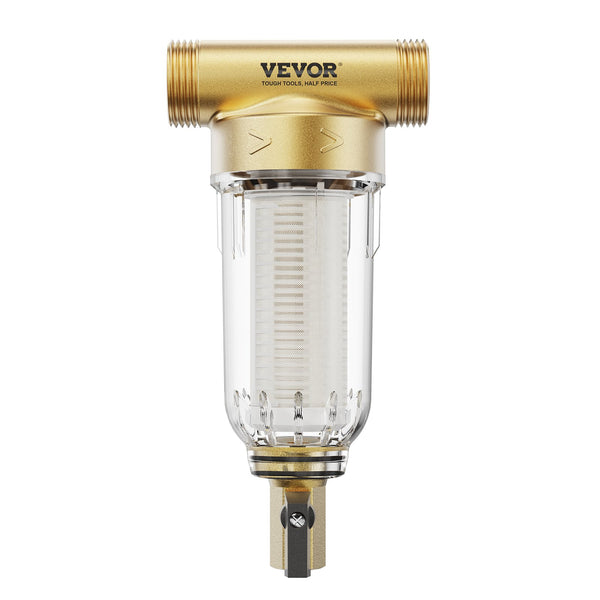 VEVOR Spin Down Filter, 40 Micron + 30 Micron Fine Filtration, Whole House Sediment Filter for Well Water, 3/4" G-F + 1" G-M, 4 T/H High Flow Rate, for Whole House Water Filtration Systems