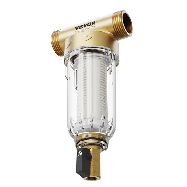 VEVOR Spin Down Filter, 40 Micron + 30 Micron Fine Filtration, Whole House Sediment Filter for Well Water, 3/4" G-F + 1" G-M, 4 T/H High Flow Rate, for Whole House Water Filtration Systems