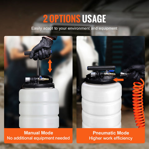 Fluid Extractor, 15 Liters Capacity, Pneumatic/Manual Oil Changer Vacuum Fluid Extractor with Dipstick and Liquid Suction Hose, Oil Extractor Change Pump for Automotive Fluids Vacuum Evacuation