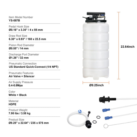 Fluid Extractor, 15 Liters Capacity, Pneumatic/Manual Oil Changer Vacuum Fluid Extractor with Dipstick and Liquid Suction Hose, Oil Extractor Change Pump for Automotive Fluids Vacuum Evacuation