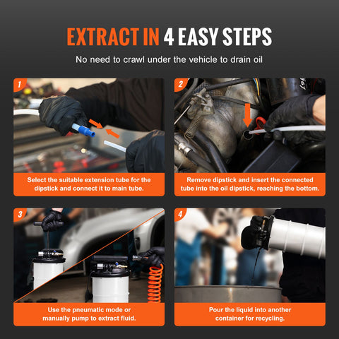 Fluid Extractor, 6.5 Liters Capacity, Pneumatic/Manual Oil Changer Vacuum Fluid Extractor with Dipstick and Liquid Suction Hose, Oil Extractor Change Pump for Automotive Fluids Vacuum Evacuation