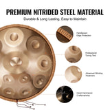 Handpan Drum 22 in 12 Notes D Minor Hand Drum Instrument with Mallet