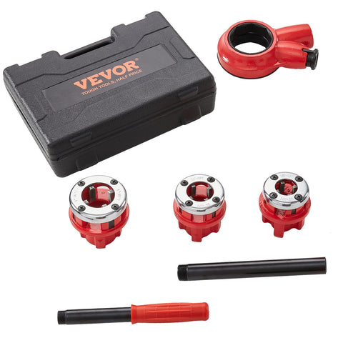 Ratchet Pipe Threader Kit, 1/2" NPT, 3/4" NPT, 1" NPT Manual Ratcheting Pipe Threader, Portable Pipe Threading Tool Set with 3PCS NPT Dies, Storage Case for Galvanized Aluminum Iron Copper Pipes