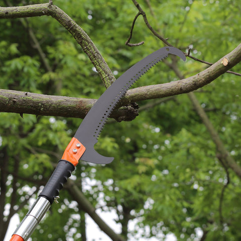 Manual Pole Saw, 2.24 m-8.24 m Extendable Tree Pruner, Sharp Steel Blade High Branches Trimming, Manual Branch Trimmer with Lightweight 8 Fiberglass Handles, for Pruning Palms and Shrubs