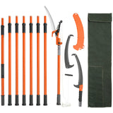 Manual Pole Saw, 2.24 m-8.24 m Extendable Tree Pruner, Sharp Steel Blade and Scissors High Branches Trimming, Branch Trimmer with Lightweight 8 Fiberglass Handles, for Pruning Palms and Shrubs