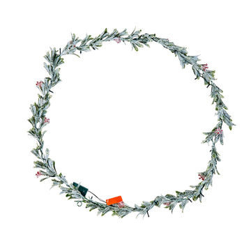 Christmas Garland, 2750 mm Realistic Greenery Decorated with Vines, Olive Leaves, and Berries, Evergreen Faux Garlands with Light String for Indoor Outdoor Xmas Decoration on Mantel Fireplace