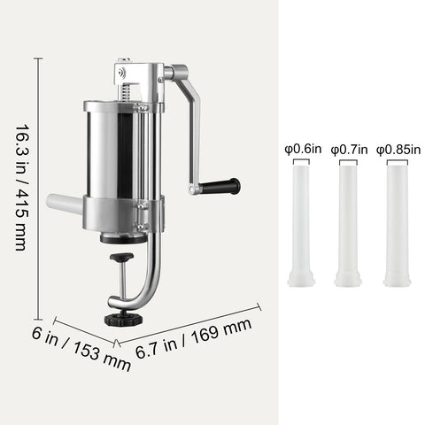 Sausage Stuffer 2.5LBS/1.5L Capacity Homemade Sausage Maker Stainless Steel