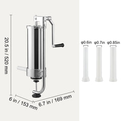 VEVOR Sausage Stuffer 5LBS/3L Capacity Homemade Sausage Maker Stainless Steel