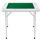 Mahjong Table, 4 Player Folding Domino Table with Wear-Resistant Green Tabletop, Portable Square Card Table with 4 Cup Holders & 4 Chip Trays for Mahjong Poker Puzzles, 90 x90-inch