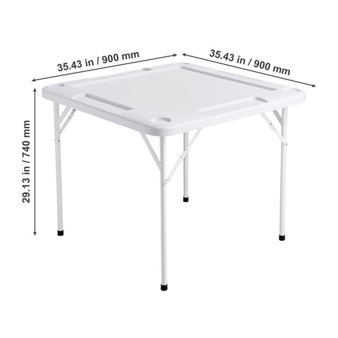 Mahjong Table, 4 Player Folding Domino Table with Wear-Resistant Green Tabletop, Portable Square Card Table with 4 Cup Holders & 4 Chip Trays for Mahjong Poker Puzzles, 90 x90-inch