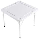Mahjong Table, 4 Player Folding Domino Table with Wear-Resistant Green Tabletop, Portable Square Card Table with 4 Cup Holders & 4 Chip Trays for Mahjong Poker Puzzles, 90 x90-inch